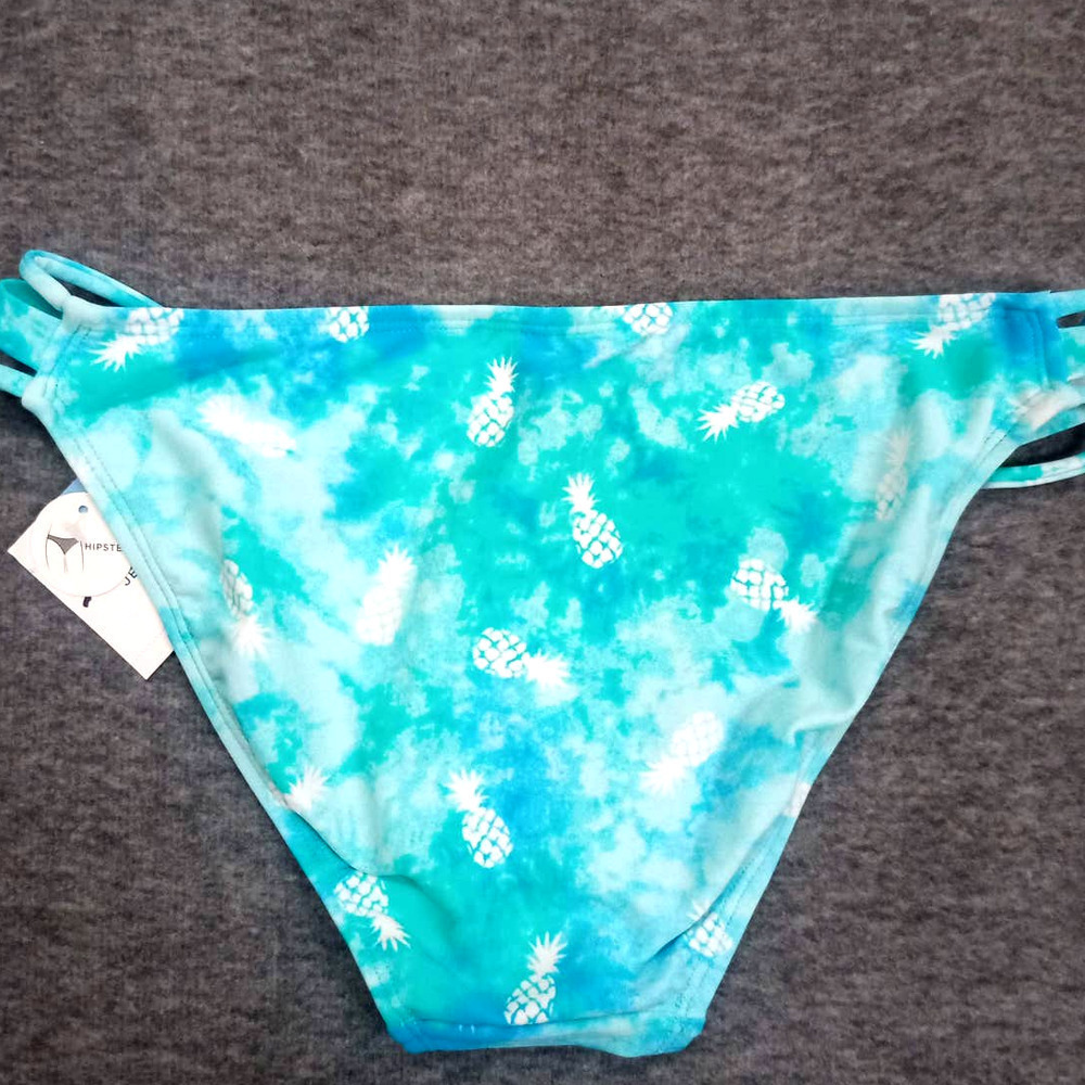 NWT Arizona Women Size M Blue Tie Dye Pineapple Hipster Bikini Swim Bottoms - Picture 7 of 7